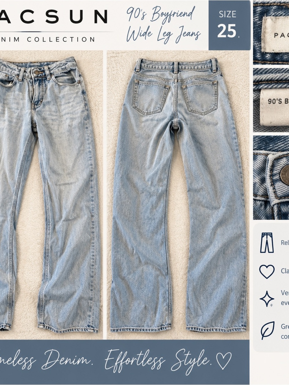 PacSun Light Blue Relaxed Wide-Leg Jeans